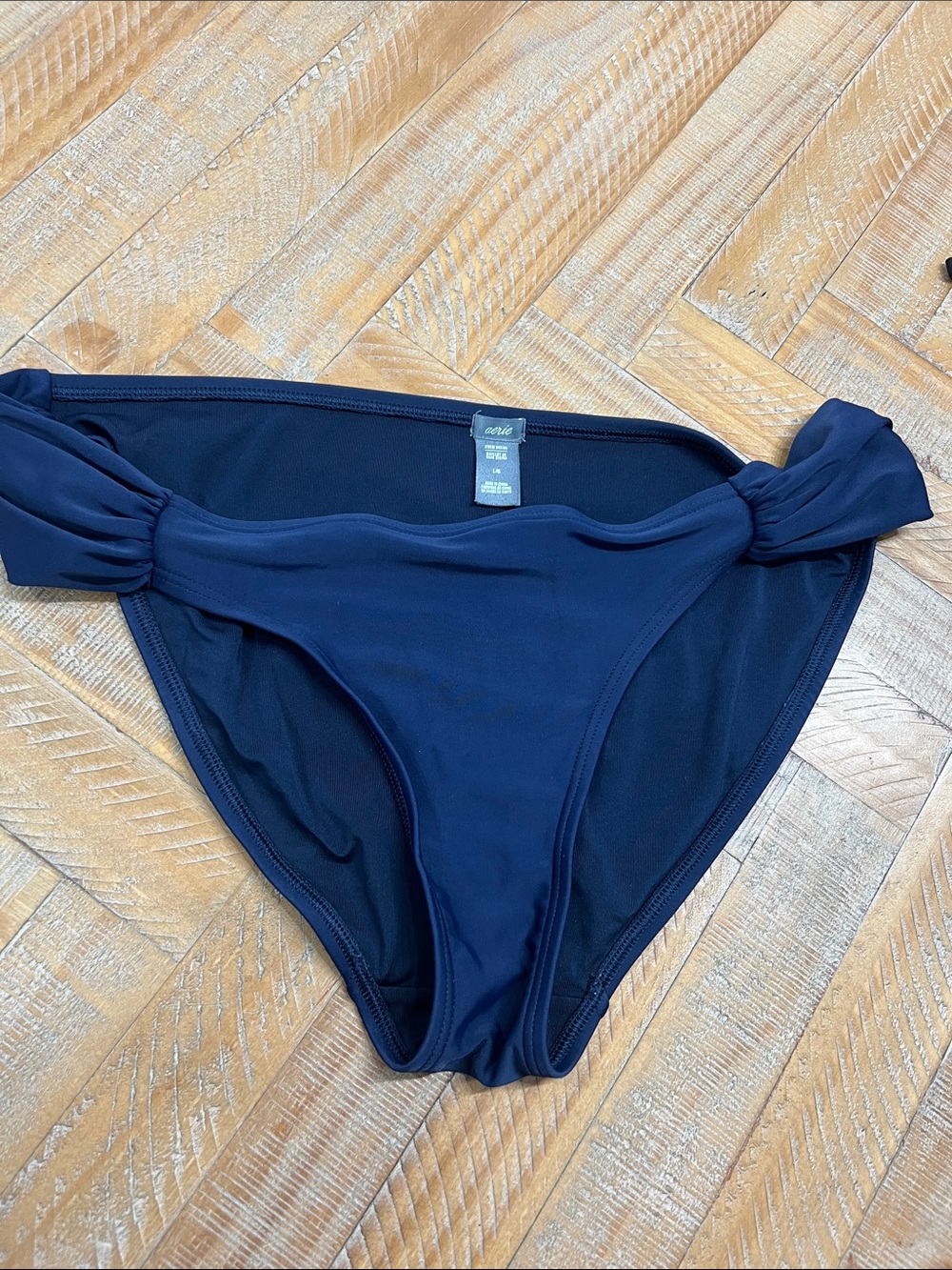 aerie Navy Ruched Side Bikini Bottom